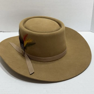 Sombrero de Vaquero del Oeste Stetson Stallion De Colección Talla 6 3/4 54 Marrón Necana Plumas Topster Foto 1 de 4
