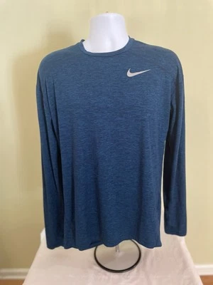 Nike Running Men’s Size Med Navy Dri-Fit Crew Long Sleeve Stretch Pullover NWOT - Image 1 of 4