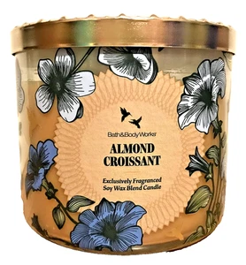 ALMOND CROISSANT CANDLE 3 WICK 14.5 OZ BATH BODY WORKS WHITE BARN NEW IN BOX - Picture 1 of 3