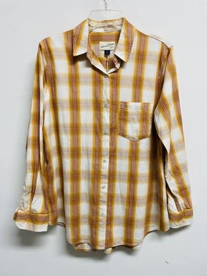 Camisa manga larga de franela de algodón amarillo UNIVERSAL THREAD - para mujer talla pequeña Foto 1 de 4