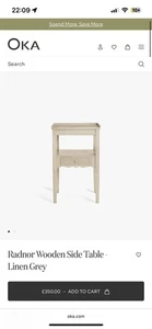 Oka Radnor Side Table Linen Grey - 2 available - Picture 1 of 4