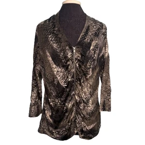IO Paris Bluse Shirt Top Damen Gr. XL Animal Print transparent Reißverschluss 80er 90er - Bild 1 von 10