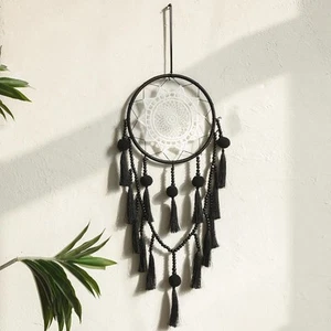 Macramé Atrapasueños Decoración de Pared Hecho a Mano Grande Negro Atrapasueños para Niños T... - Imagen 1 de 6