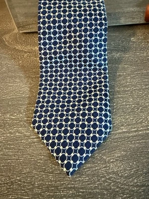 ***Corbata Saks Five Avenue*** Corbata de cuello para hombre - azul marino y blanco clásico - seda Foto 1 de 4