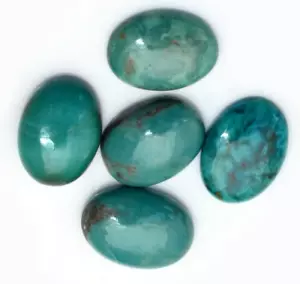 Natural Green Turquoise Cabochons,Polished Loose Gemstone,5 Pieces Lot. - Picture 1 of 6