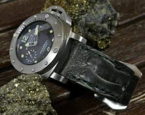 CORREA RELOJ 26 24 22 MM GENUINA PIEL PATA AVESTRUZ VERDE APTA PANERAI MA STRAP - Imagen 1 de 12