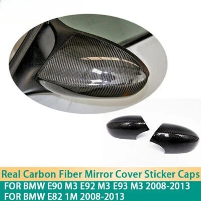 Tapa de espejo retrovisor de fibra de carbono real para BMW E90 M3 E92 M3 E93 m3 E82 1M 2008-2013 Foto 1 de 4