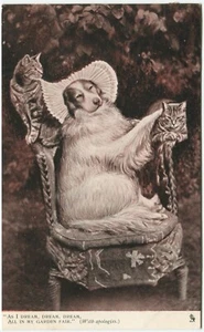 HUND & KATZEN, WIE ICH TRÄUME, DREAM, ALL IN MY GARDEN FAIR - Kunst Postkarte, Tuck - Bild 1 von 2