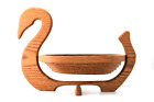 Wood Swan Basket Collapsible Basket Trivet Spiral Cut 16”