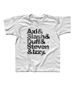 Kids T-Shirt Axl Slash Duff Steven & Izzy Antiqued Names - Picture 1 of 3