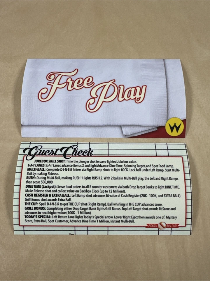 Williams Diner Pinball Apron Cards - Image 1 of 1