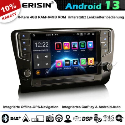 8-Kern 64GB Android 13 Autoradio GPS Navi für SKODA Octavia MK III CarPlay DAB+ - Bild 1 von 4