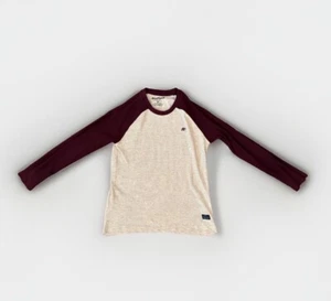 Aeropostale Thermal Long Sleeve Shirt Mens L Gray Burgundy Waffle Knit Pullover - Picture 1 of 4