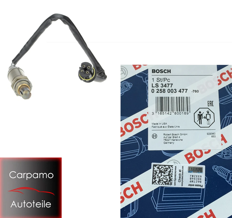 2x LAMBDASONDE VOR KAT BOSCH 0258003477 BMW 3er E46 320i-330xi, 5er E39 E60 E61  - Bild 1 von 1