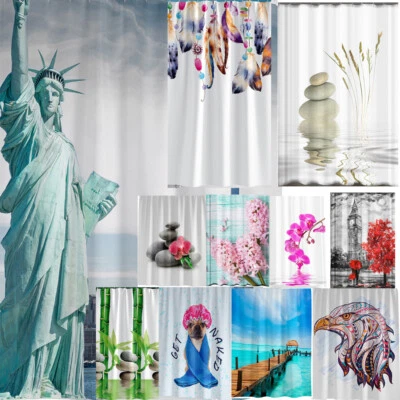 Sehr Große Auswahl Textil Duschvorhang 120 / 180 /200 / 220 / 240 cm inkl. Ringe - Bild 1 von 4