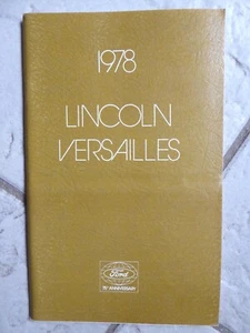 1978 Lincoln Versailles Original Owner's Guide Operator's Manual User Pamphlet  - Foto 1 di 2