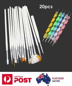 20pcs Nail Art Design Brushes Set Dotting Painting Drawing Polish Pen Tools Kit - Picture 1 of 1