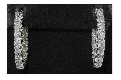 Lab Grown Diamond VS F 2.10Ct In Outside Hoops Earrings 10K White Gold Prong Set - Image 1 of 4
