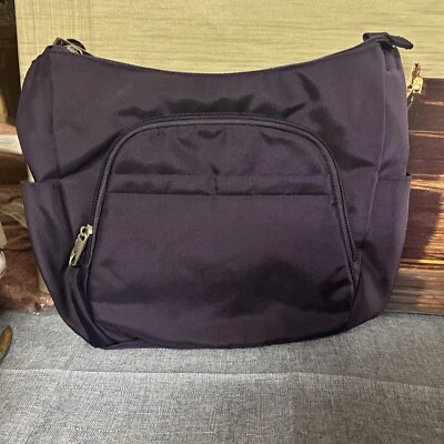 Travelon Anti-Theft Cross-Body Bucket Bag Purple 14" X10”x4” 😃😃 - Image 1 of 3