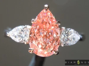 1.62ct Pink VVS2 Pear Shape Lab Created Diamond Ring R9459 Diamonds by Lauren - Picture 1 of 6