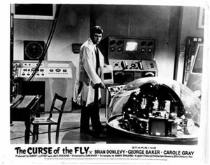 Curse Of The Fly Original Lobby Card Brian Donlevy Michael Graham in lab 1965