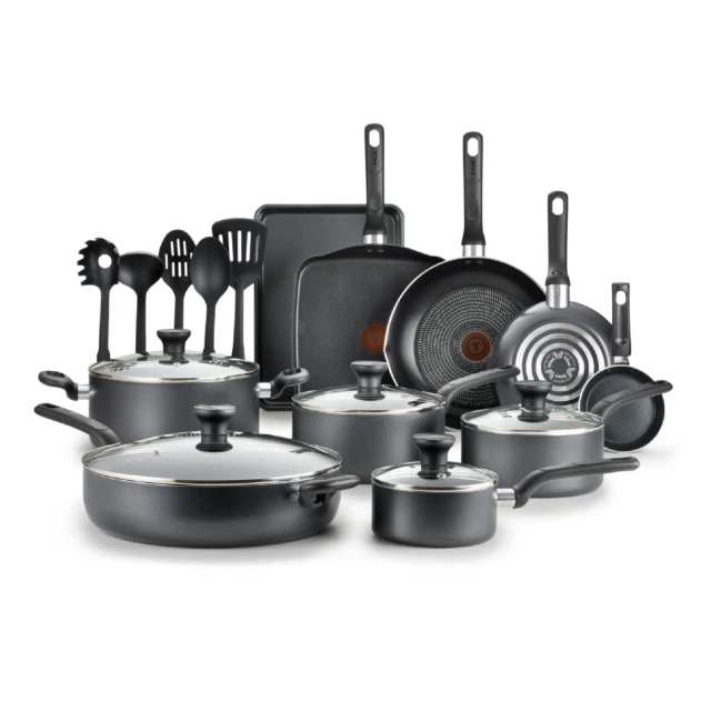 T-fal B087SKDW Easy Care 20-Piece Nonstick Cookware Set Thermospot - Gray