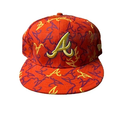 Gorra de béisbol Atlanta Braves New Era 59Fifty con estampado total naranja 7 5/8 nueva Foto 1 de 4