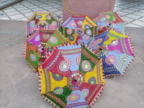 Indian Handmade Wedding Umbrella, Boho Embroidered Parasols Large Outdoor