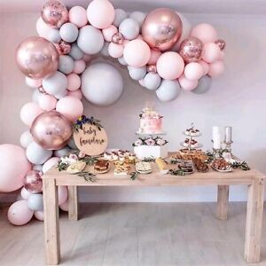 Premium Ballon Girlande Hochzeit Geburtstag Party Deko rosa grau Baby 170 Teile