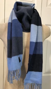 SCARF MADE IN SCOTLAND PLAID BLUE BLACK DESIGN SOFT UNISEX- EXPRESS Exc. Cond. - Picture 1 of 4