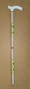 Vintage Look Collectible Decorative Folding Hand Painted Camel Bone Stick Cane - Picture 1 of 6