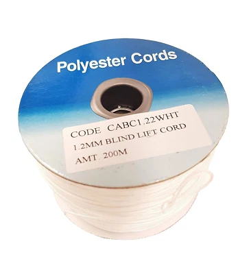 Roman blind cord 200m strong white 1.2mm diameter string for blinds smooth weave - Image 1 of 3