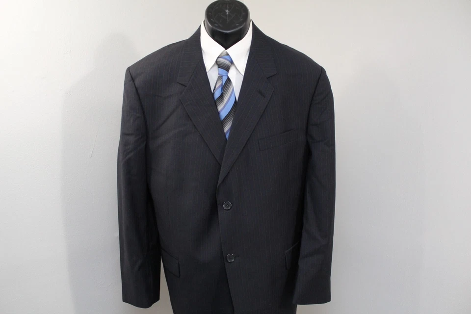 Костюм Kenneth Cole из 2 предметов черный в тонкую полоску мужской размер 44 R брюки 37 x 29 - Изображение 1 из 4