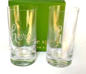 NIB KATE SPADE NEW YORK SET LENOX HERS & HERS TWO OF A KIND HIGHBALL GLASSES NEW - Picture 1 of 7