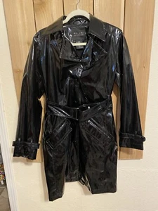 Tally Ho Black Rain Coat w Pockets Size Small NWOT - Picture 1 of 5