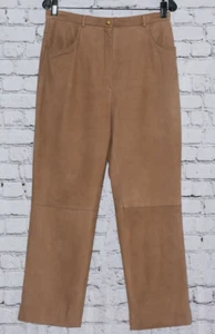 Pantalone ESCADA 100% pelle di agnello gamba dritta foderato zip marrone taglia 40/10 - Foto 1 di 9
