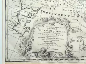 1747 MAPA Grande Emanuel Bowen RUSIA Imperio Ruso Enmarcado China Gran Muralla Tíbet - Imagen 1 de 12