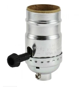 Lamp Parts ON/OFF TURN KNOB Medium Base Socket-Nickel Finish - Picture 1 of 2