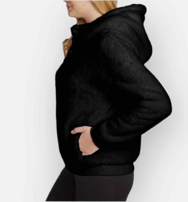 Lukka Lux Faux Fur Fleece Funnel Neck Hoodie Pullover(Black, M)NWOT - Image 1 of 3