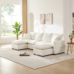 110*57" Modern U Shape Modular Sofa, 6 Seat Chenille Sectional Couch Set - Picture 1 of 12