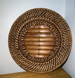 Rattan Plate Round Woven Charger Bamboo Sturdy 13” With Original Sticker - Picture 1 of 5