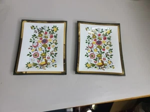 Vintage Rauchglas Floral Goldrand Schmuck Schale Tablett (2) - Bild 1 von 6