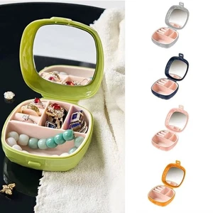 Solid Color Necklace Ring Case Portable Earring Organizer For Girls - Picture 1 of 18