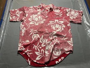 Reyn Spooner Shirt Mens Large Red White Reverse Print Hawaiian Aloha Button Up - Picture 1 of 7