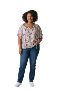 (F-188) Blusa donna maniche corte rosa floreale taglia XXL simplefun - Foto 1 di 7