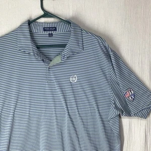 Peter Millar Crown Crafter Men’s 2XL Blue Stripe Polo Dalhousie Country Club - Picture 1 of 8