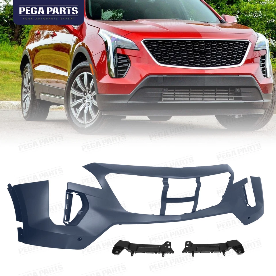 Primed Front Bumper Cover W/Sensor Holes W/Brackets For 2019-2023 Cadillac XT4 Foto 1 de 4