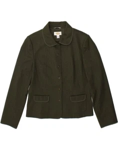 TALBOTS Womens 6 Button Blazer Jacket UK 10 Small Green Wool AX01 - Picture 1 of 3