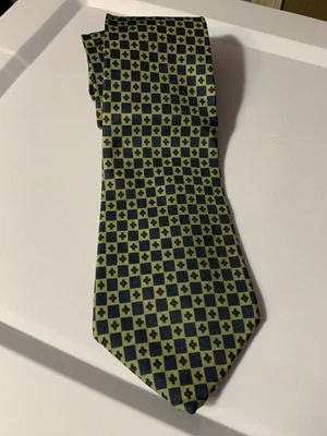 Vintage Gap Silk Necktie Green Yellow Blue Mosaic Mens Tie Made in USA - Image 1 of 4