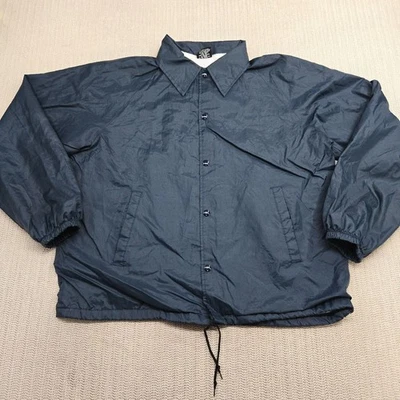 Vintage Athletic Works Jacket Mens Large Blue Windbreaker Coach Nylon USA Made - Image 1 of 4